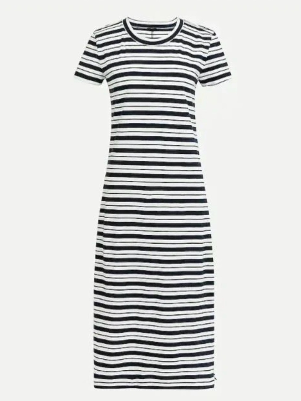 J. Crew Black & White Striped Midi T-Shirt Dress - Picture 2 of 5